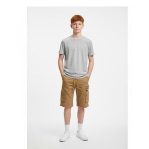 Tony Hawk Boys Cargo Shorts L 14-16 Tan Khaki Elastic
